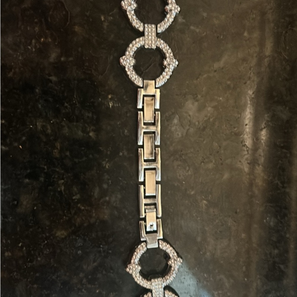 Elegant Silver Jeweled Chain Link Apple Watch Band